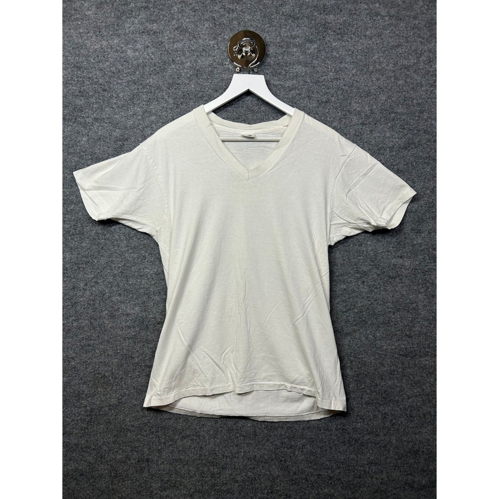 VTG Nordstrom V-Neck T-Shirt Men's White V-Neck Single Stitch USA Made - Large